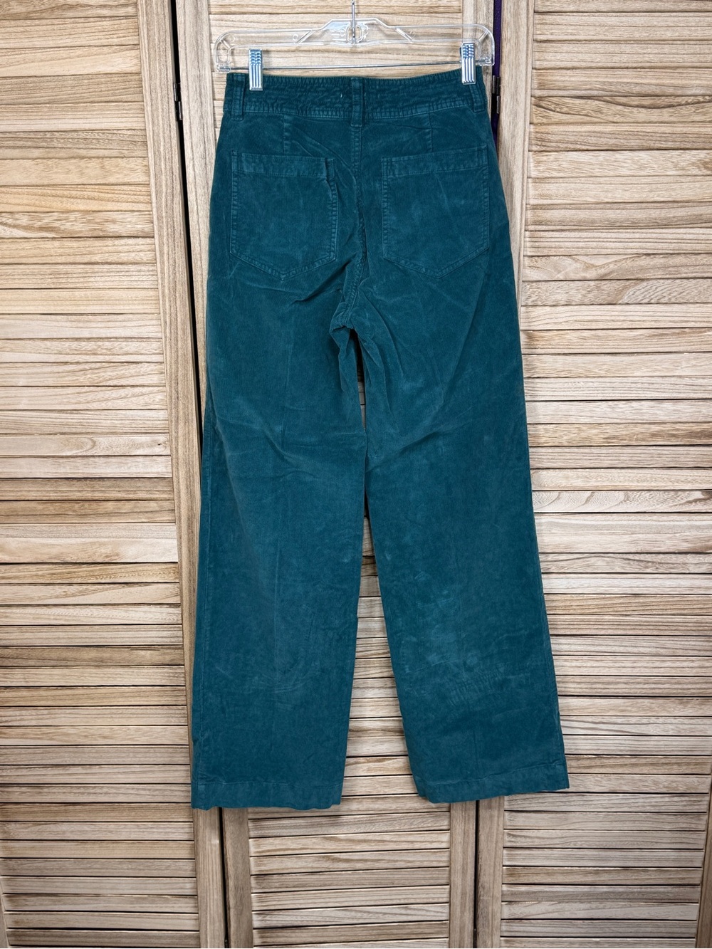 Faherty Women's Green Stretch Cord Wide Leg Pants high-rise fit sea moss size 26 - Picture 8 of 12